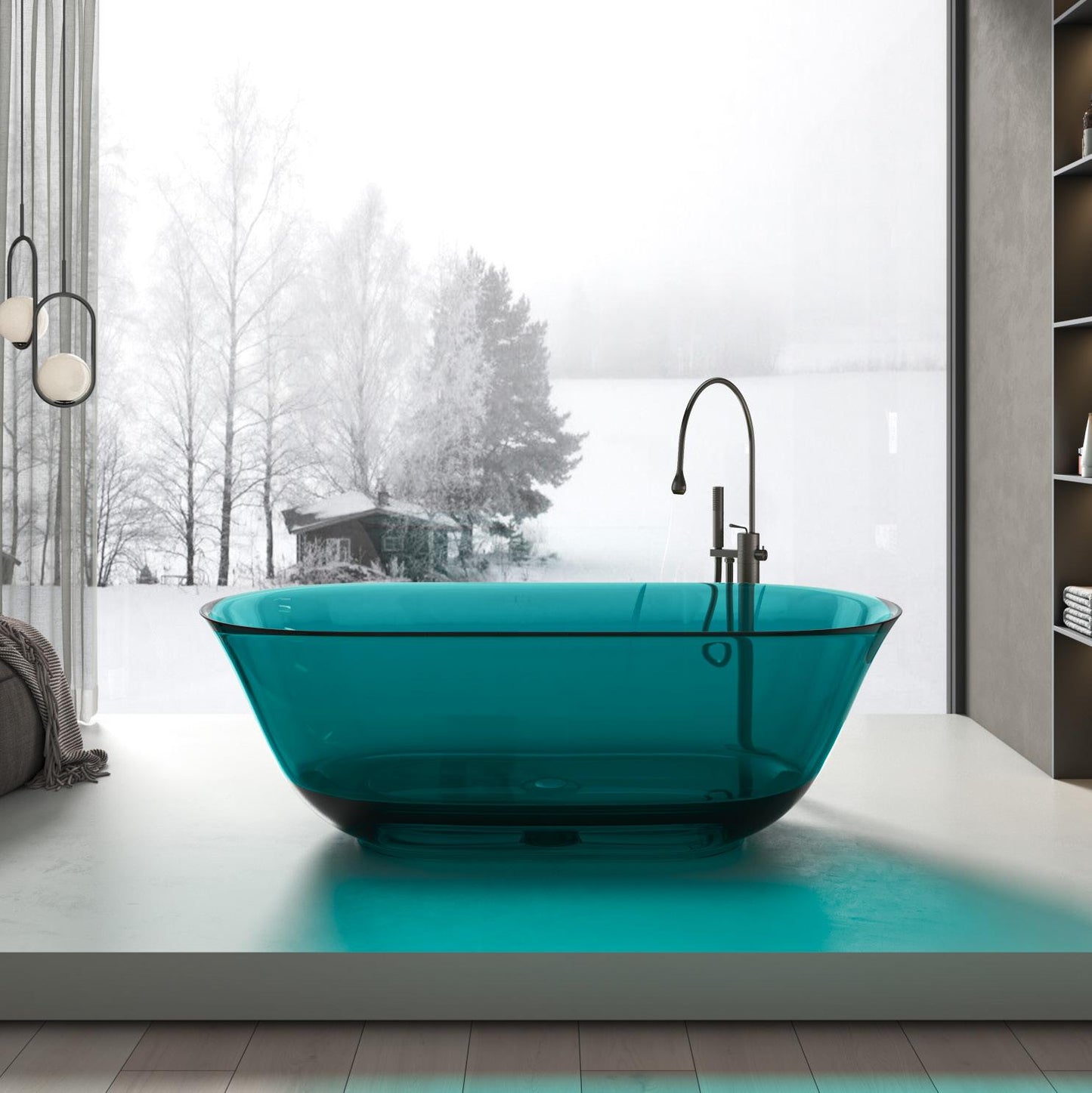 Elegant Blue Crystal Resin Bathtub