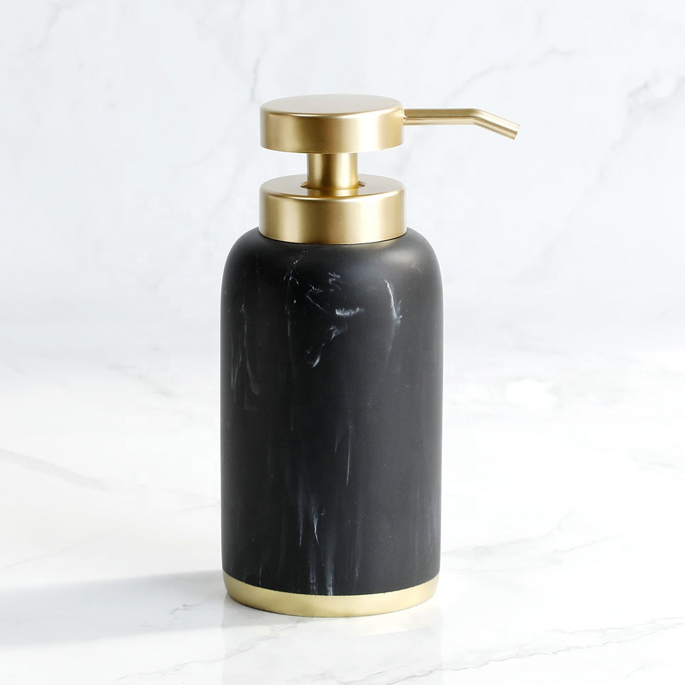 Black Marble & Gold Bathroom Accessory Set