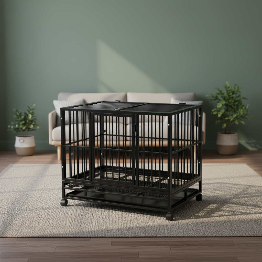 Heavy Duty Folding Iron Dog Cage