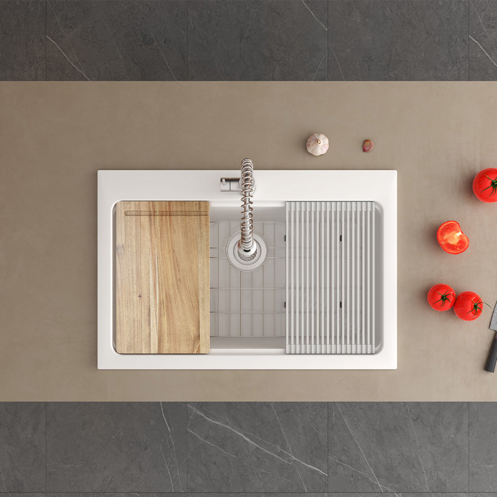 White Above Counter Basin Kitchen Sink