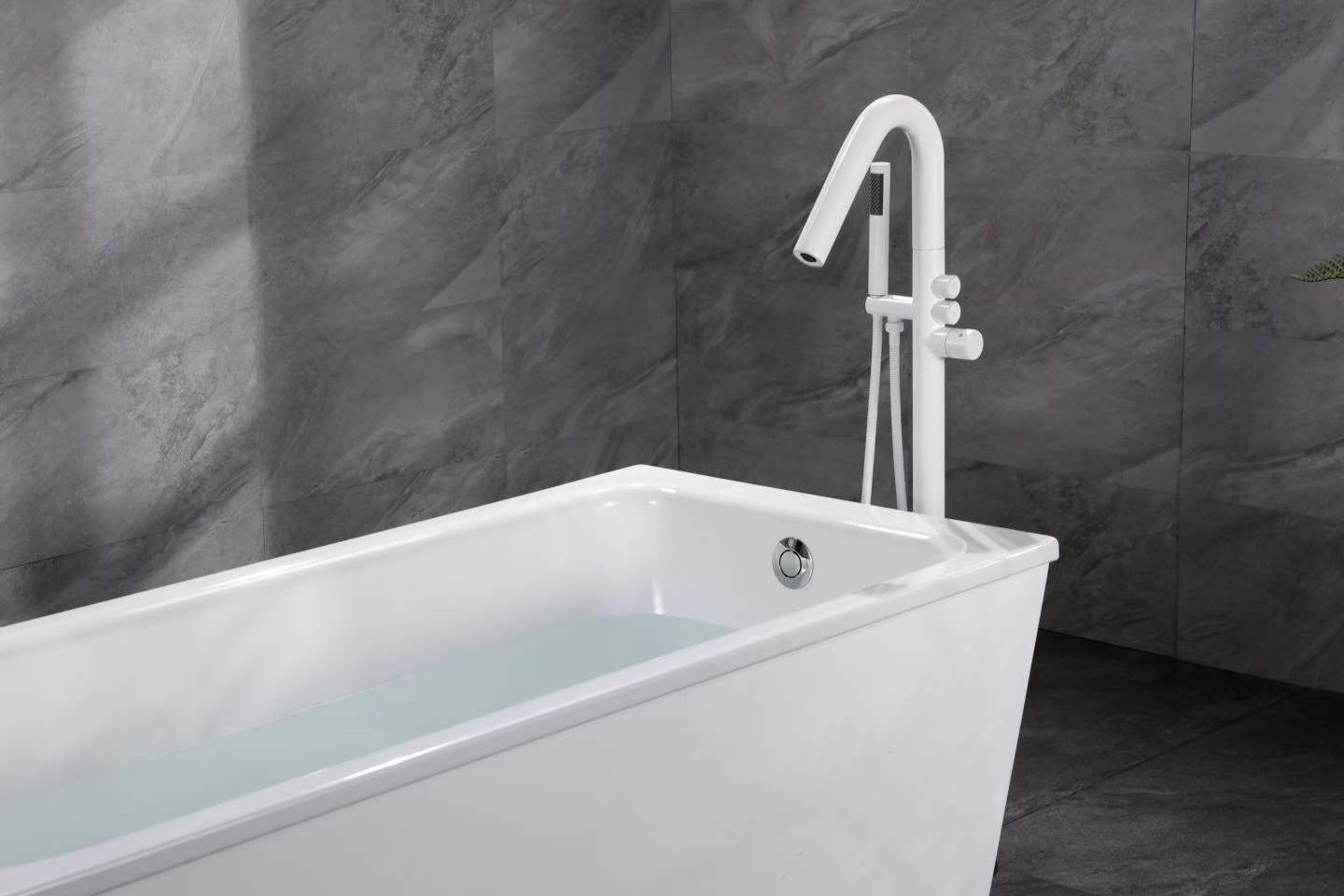 White Floor-mounted Bathtub Faucet 81007-9