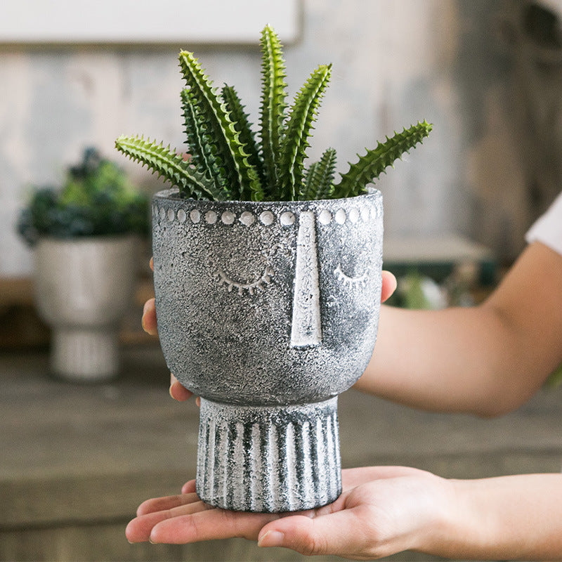 Abstrakta Trofeo Portreta Arto Cementa Vazo