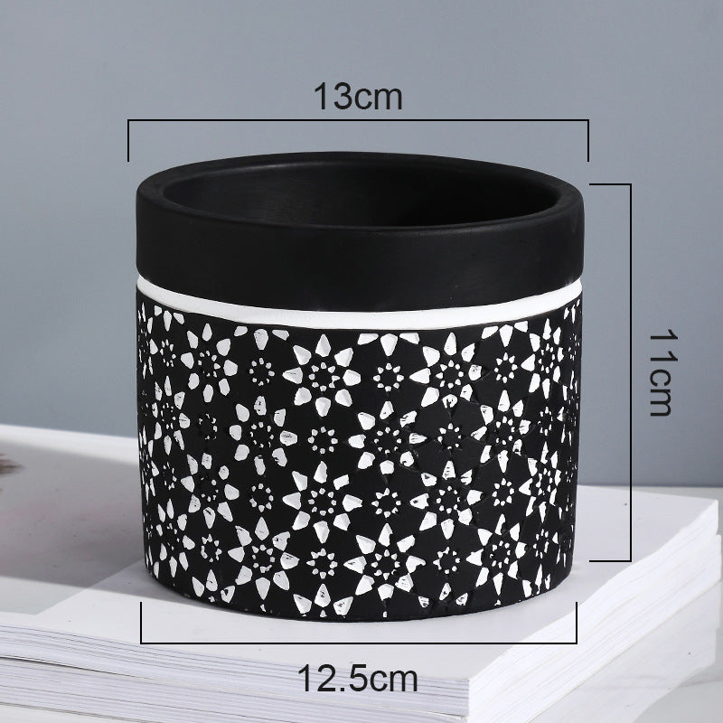 Kreiva Ĉizita Ŝanmo Cementa Vazo