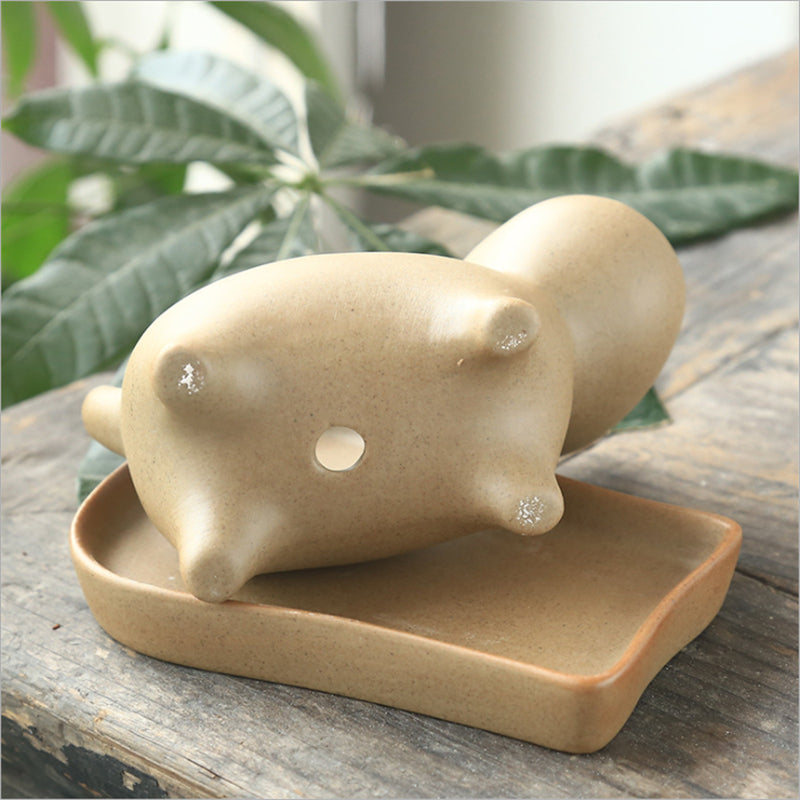 Stoneware Mini Cute Pet Succulent Perforated Flower Pot