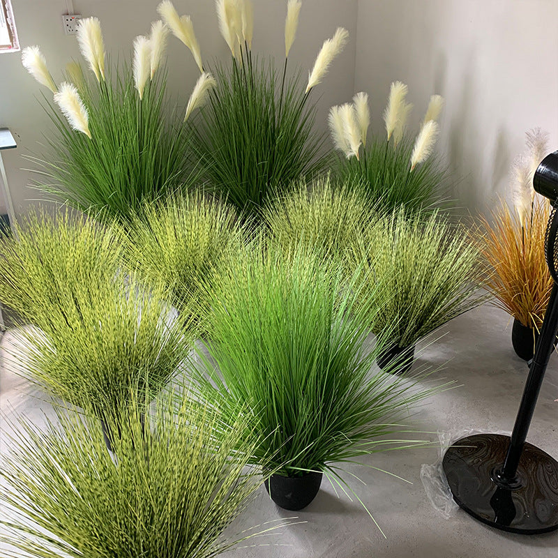 Simulation Of Striped Grass Potted Plant