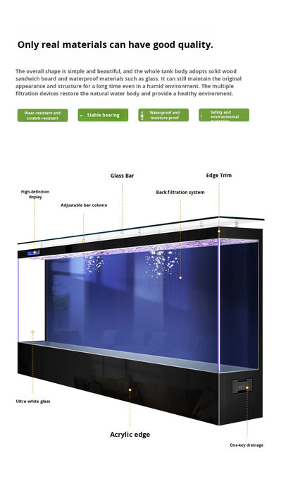 Eco-Friendly Wall-Mounted Ultra Clear Glass Fish Tank