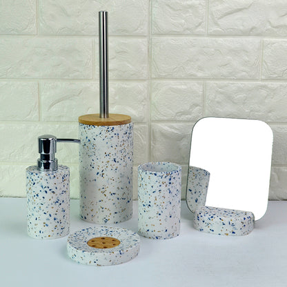 Набор аксессуаров для ванной комнаты с эффектом черного терраццо