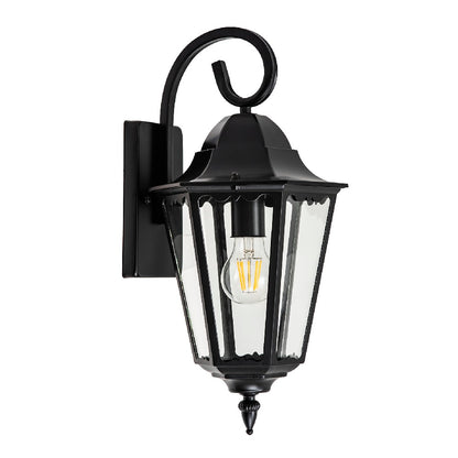Black Outdoor Wall Lantern, Customizable Iron/Stainless Steel Fixture