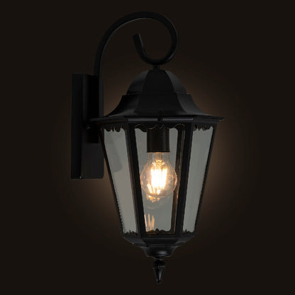 Black Outdoor Wall Lantern, Customizable Iron/Stainless Steel Fixture