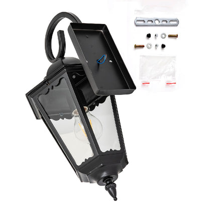 Black Outdoor Wall Lantern, Customizable Iron/Stainless Steel Fixture