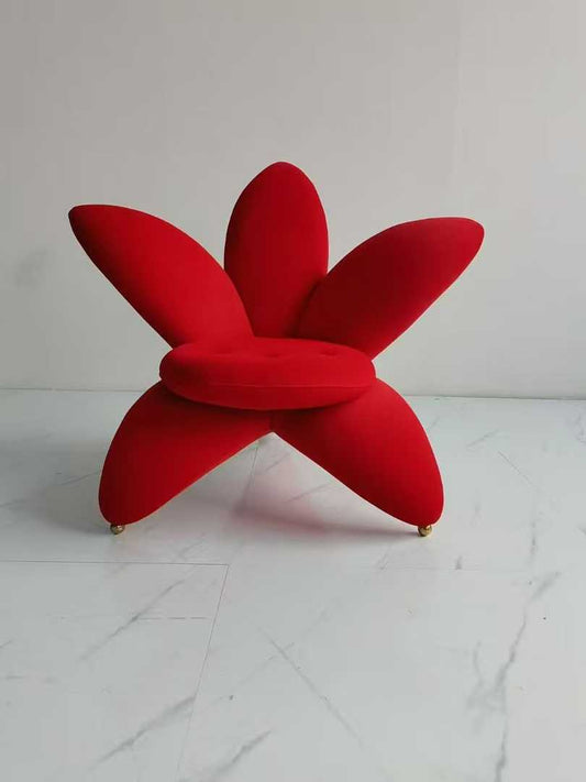Floral Shaped Velvet Accent Chair