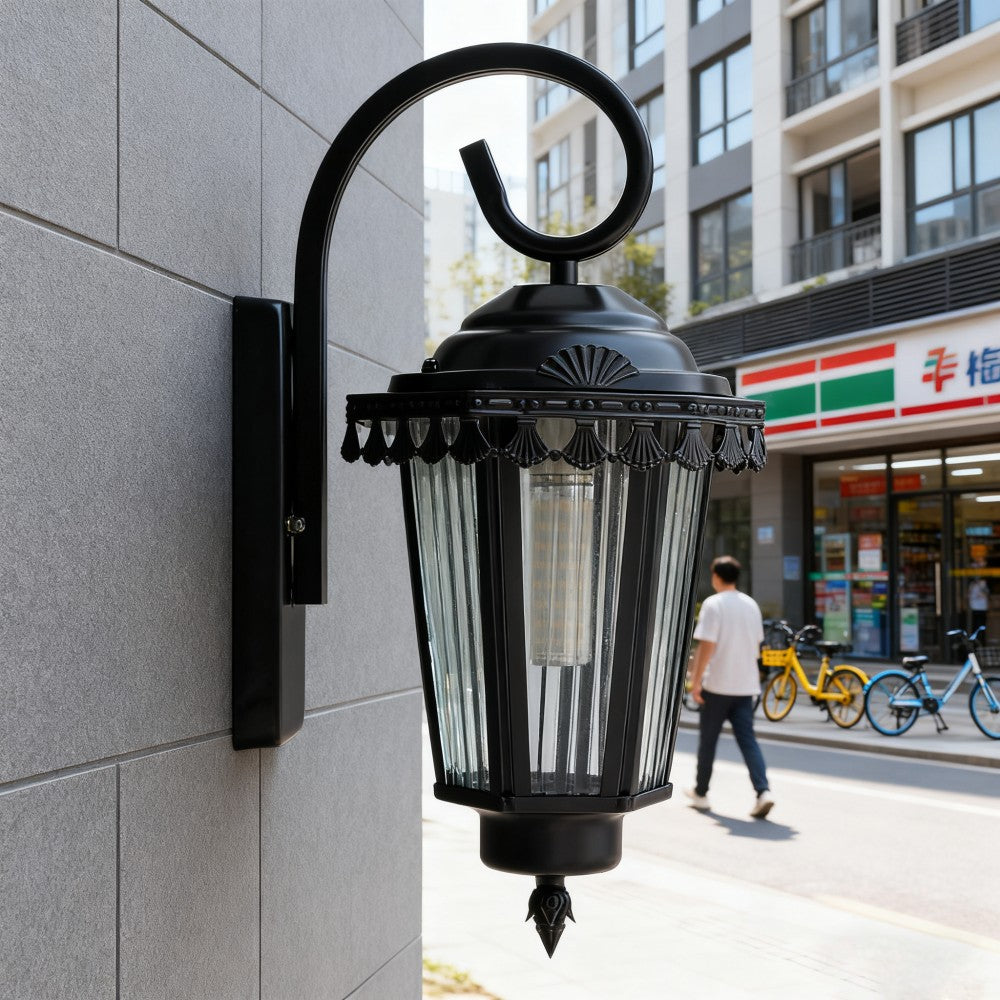 Black Outdoor Wall Lantern, Heavy-Duty Iron/Stainless Steel, Custom