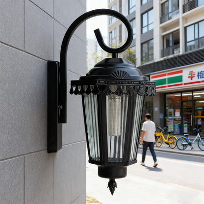 Black Outdoor Wall Lantern, Heavy-Duty Iron/Stainless Steel, Custom