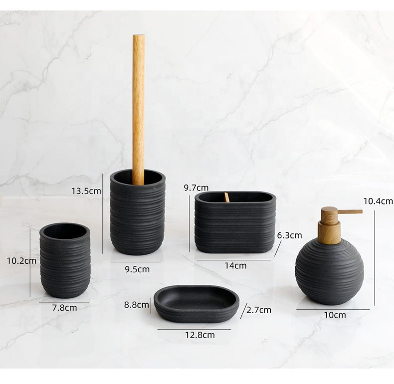 Resin Bathroom Accessory Set - 5 Pieces
