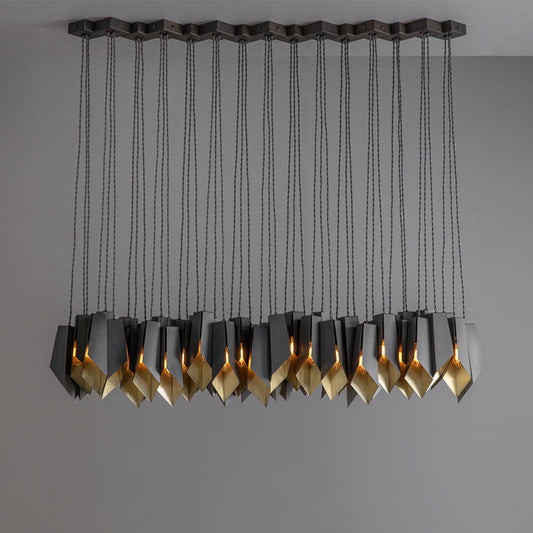 Modern Art Deco Bronze Chandelier