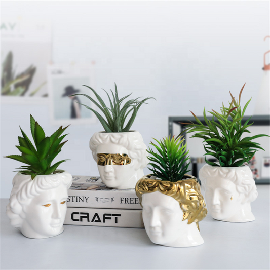 David Head Shape Succulents Figure Statue Flower Pot