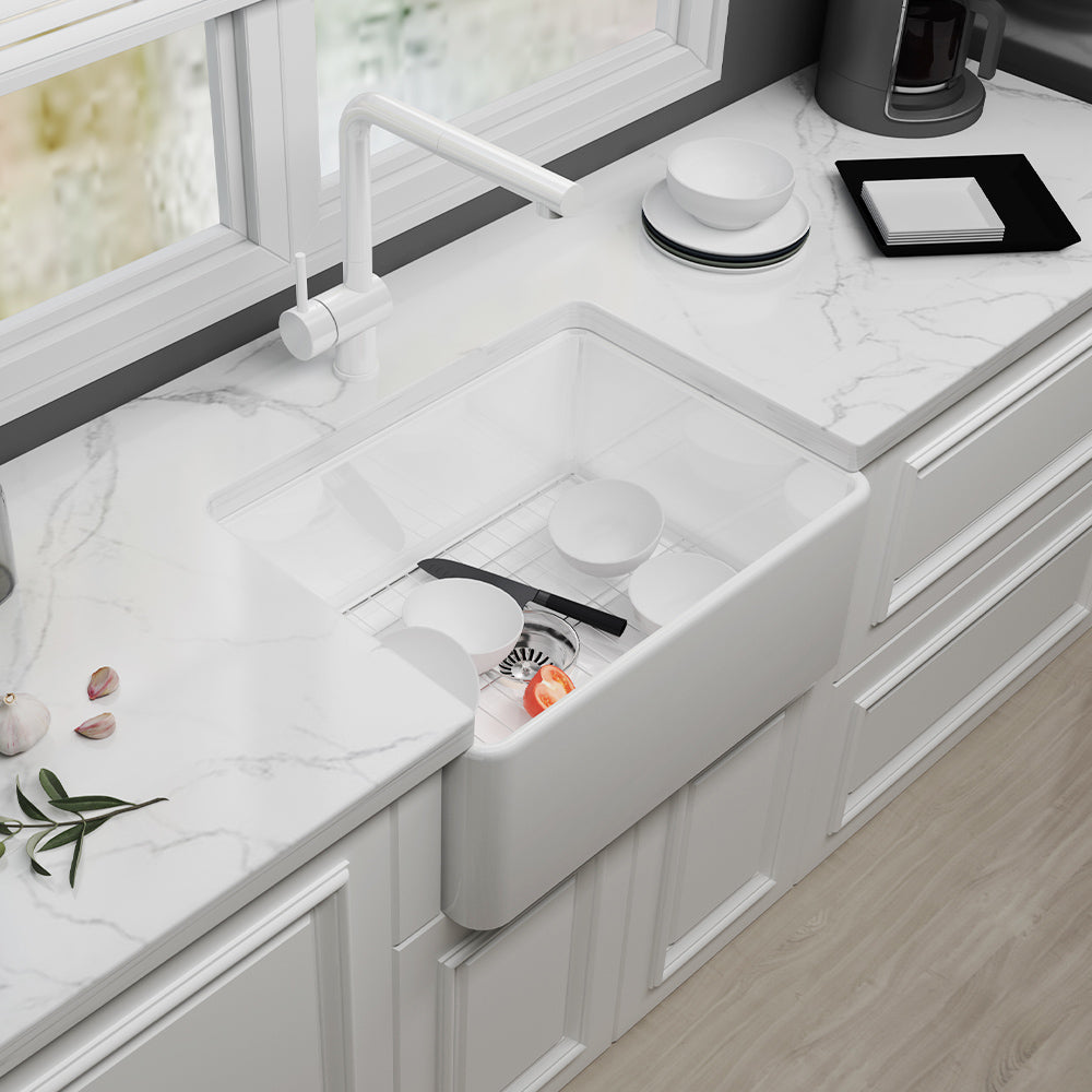 24 Inch White Ceramic Undermount Kitchen Sink