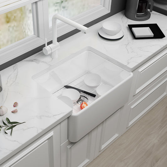 24 Inch White Ceramic Undermount Kitchen Sink
