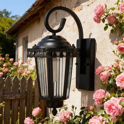 Black Outdoor Wall Lantern, Heavy-Duty Iron/Stainless Steel, Custom