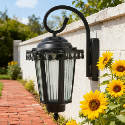 Black Outdoor Wall Lantern, Heavy-Duty Iron/Stainless Steel, Custom