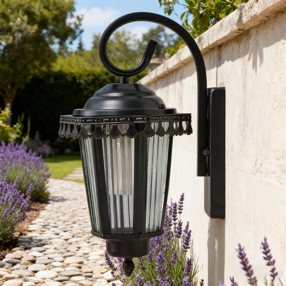 Black Outdoor Wall Lantern, Heavy-Duty Iron/Stainless Steel, Custom