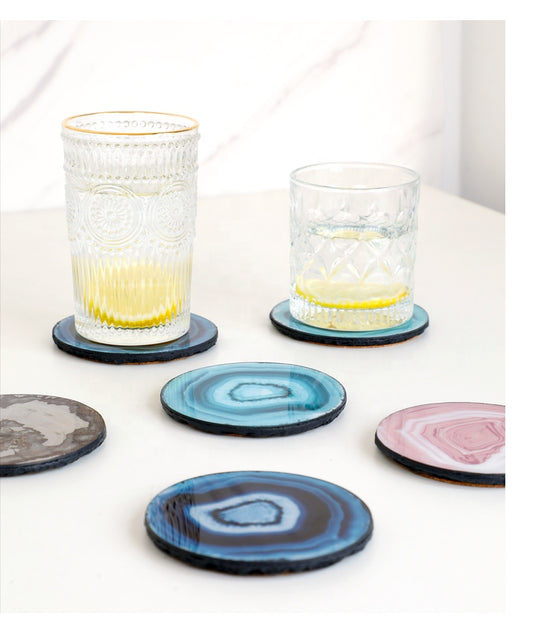 Deft Design 4-Inch Agate Stone Coaster Set