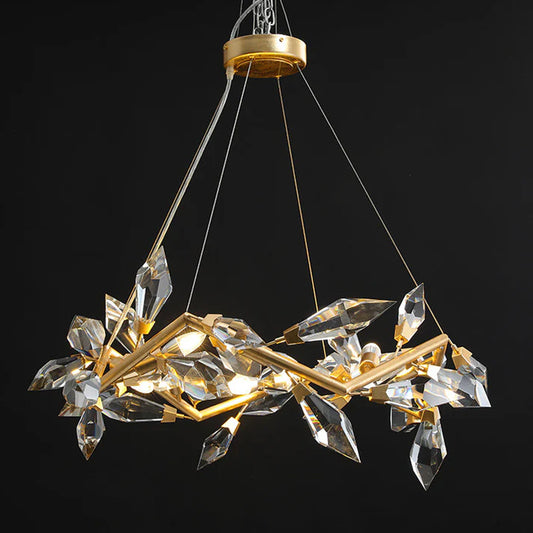 Duplex Tulip Leaf Crystal Hanging Chandelier
