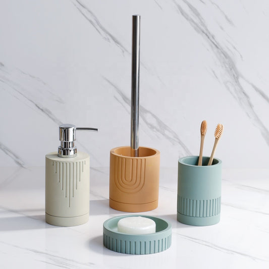 Красочные аксессуары для ванной из полирезины - 4 шт.