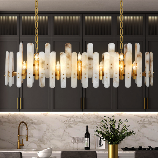 Brass Alabaster Light for Dining Room