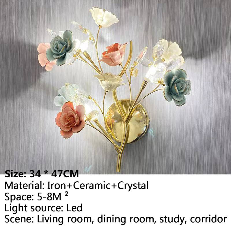 Iron Crystal Ceramic LED Wall Lamp