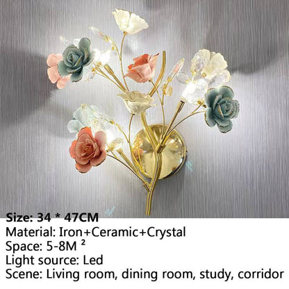 Iron Crystal Ceramic LED Wall Lamp