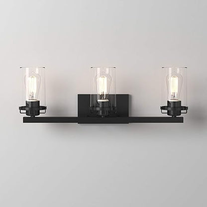 Black Farmhouse Metal Glass Wall Lamp
