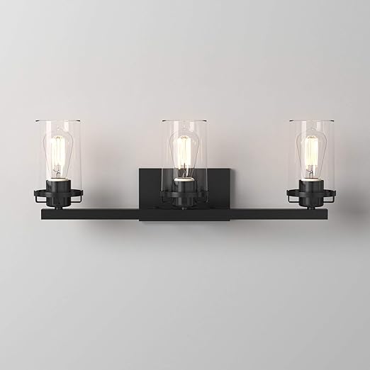 Black Farmhouse Metal Glass Wall Lamp
