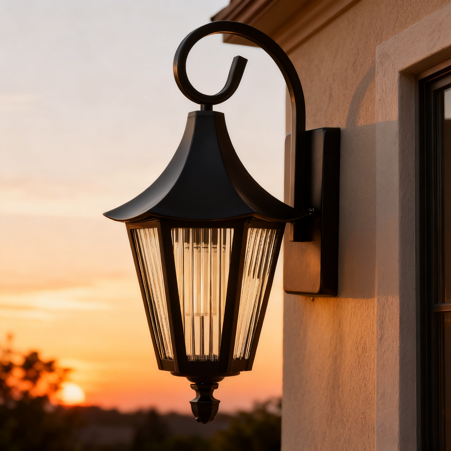 Black Outdoor Wall Lantern, Durable Iron/Stainless Steel, Customizable