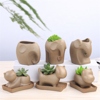 Stoneware Mini Cute Pet Succulent Perforated Flower Pot