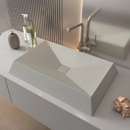 Rectangular Gray Hotel Bathroom Concrete Sink