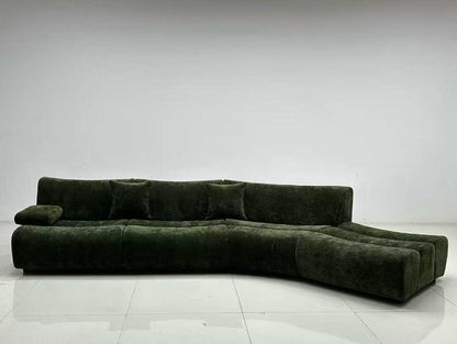 Curved Mustard Fabric Modular Sectional Sofa