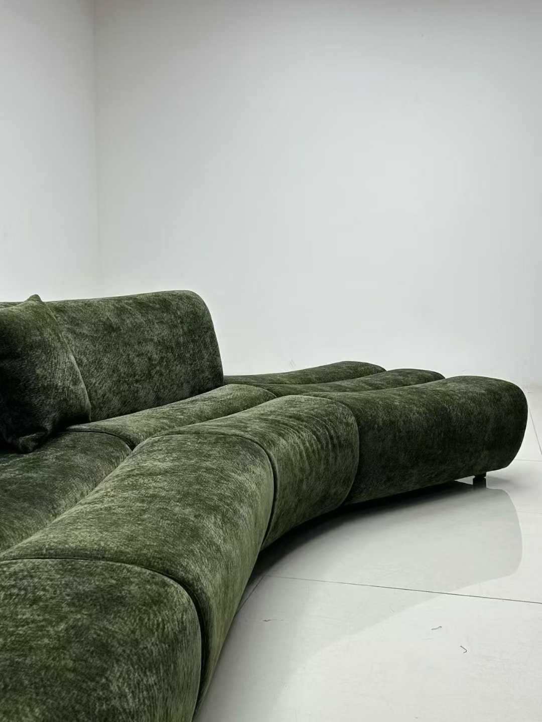 Curved Mustard Fabric Modular Sectional Sofa