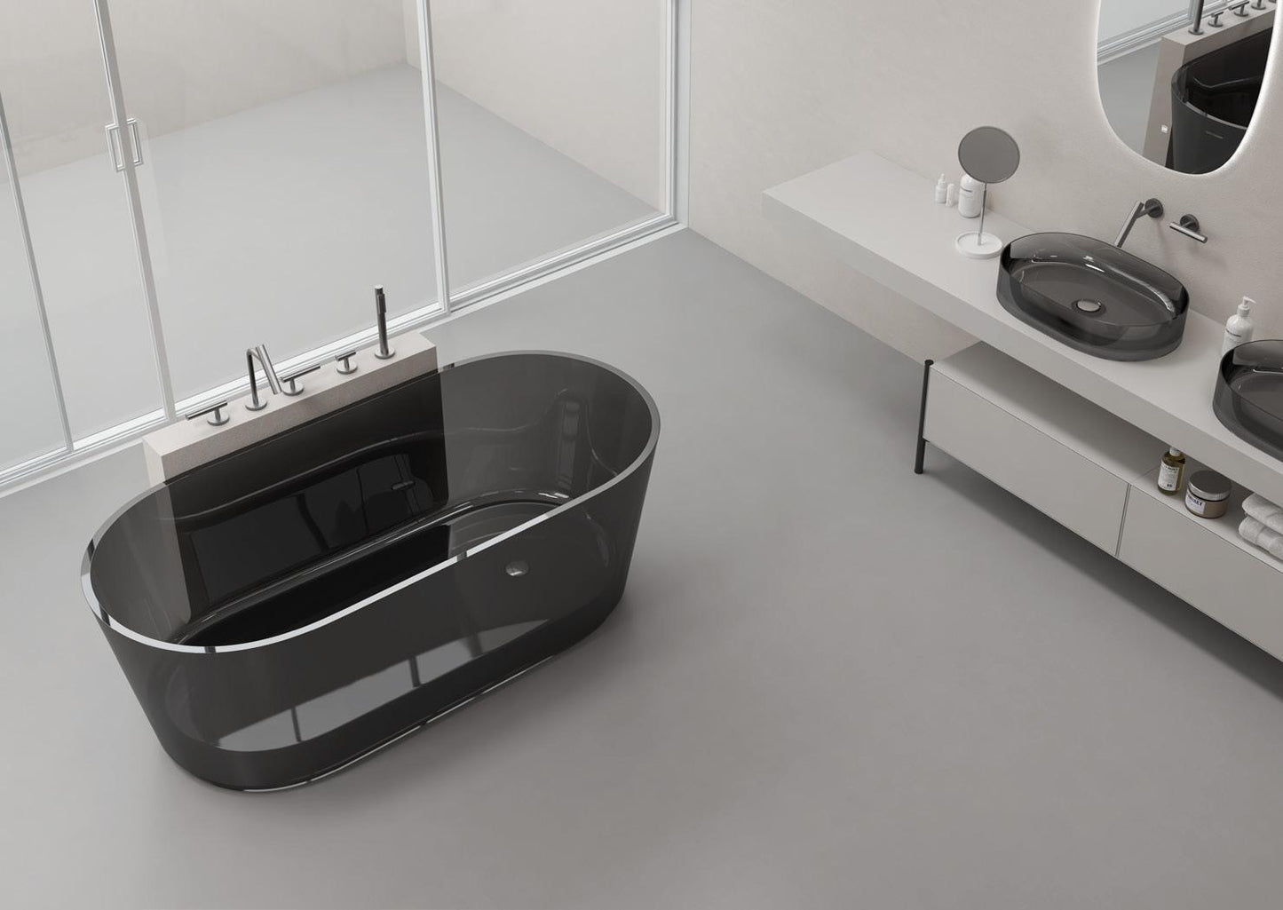 Transparent Black Crystal Resin Bathtub