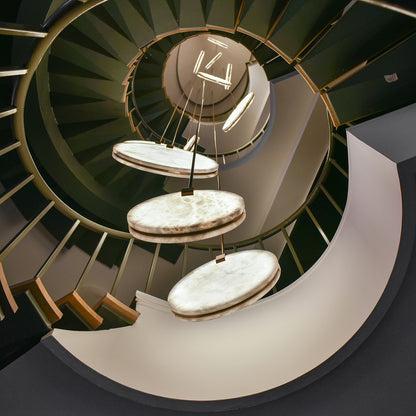 Round Alabaster Chandelier for Foyer