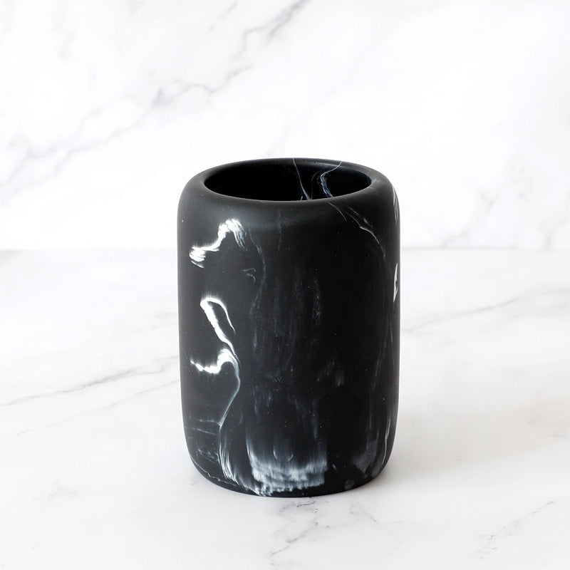 Комплект для ванной комнаты из 4 предметов из матового черного мрамора