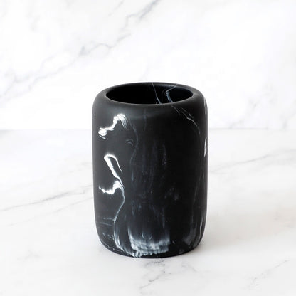 Комплект для ванной комнаты из 4 предметов из матового черного мрамора