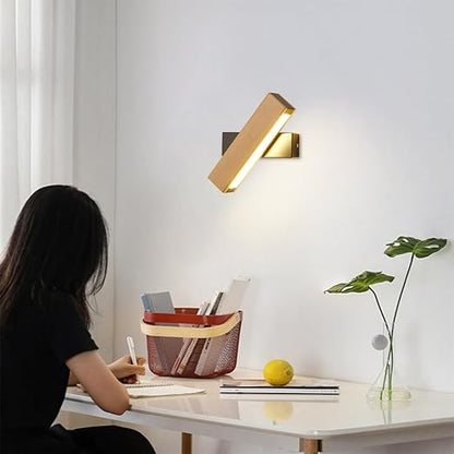Wood LED Dimmable Touch Wall Lamp