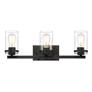 Black Farmhouse Metal Glass Wall Lamp