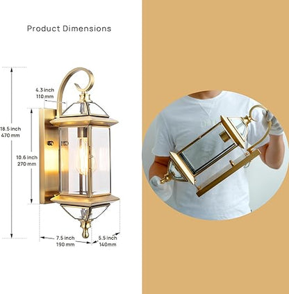 All-Copper Gold Glass LED Wall Lamp