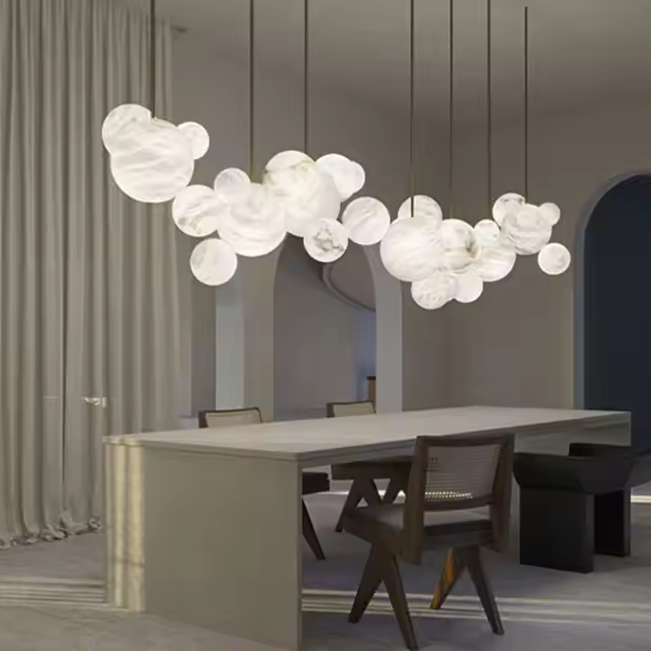 Spanish Alabaster Bubble Ball Pendant Light