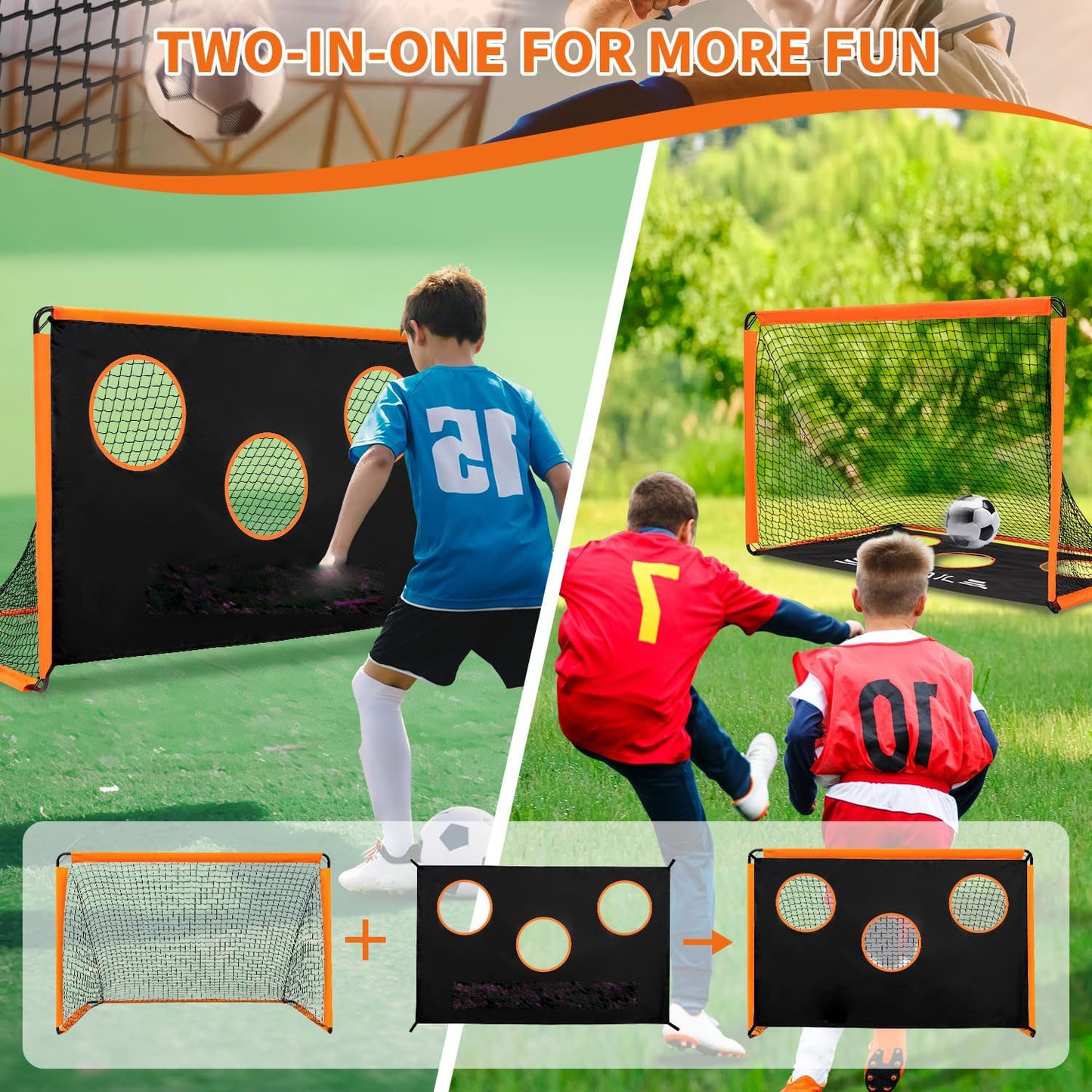 Adjustable 6x4ft Soccer Goal with UV-Resistant Net for Training
