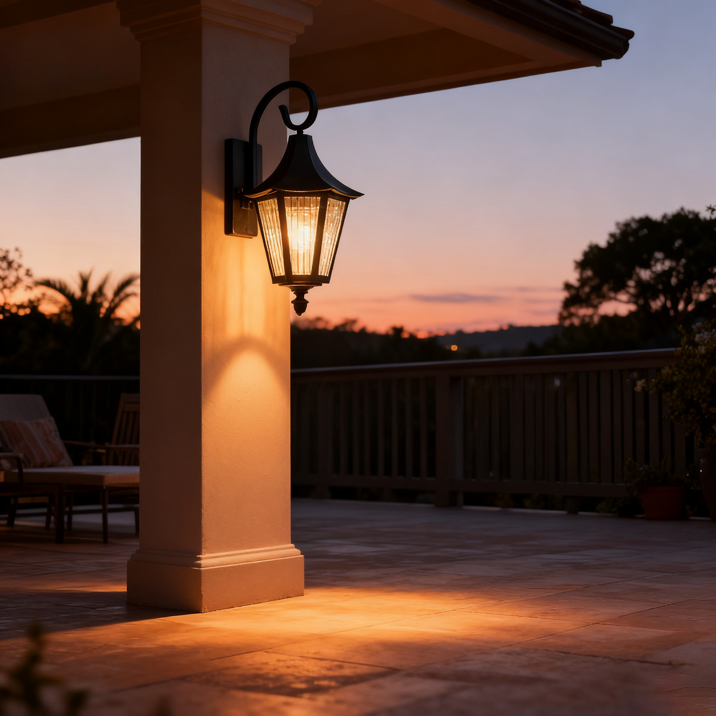 Black Outdoor Wall Lantern, Durable Iron/Stainless Steel, Customizable