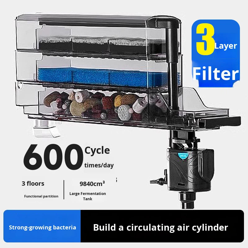 Modern 3-in-1 Acrylic Aquarium Filter