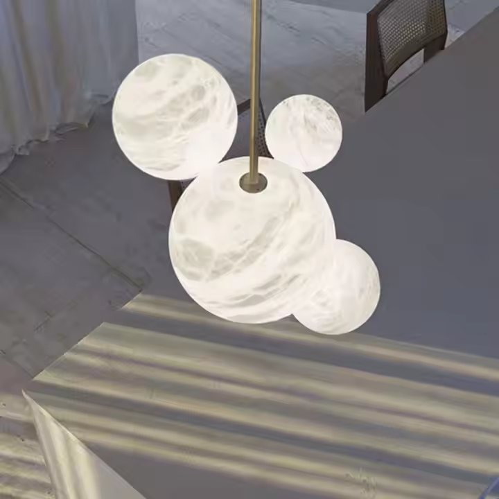 Spanish Alabaster Bubble Ball Pendant Light